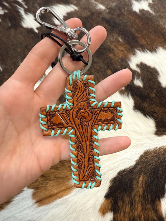 Faith Always Tooled Leather Keychain