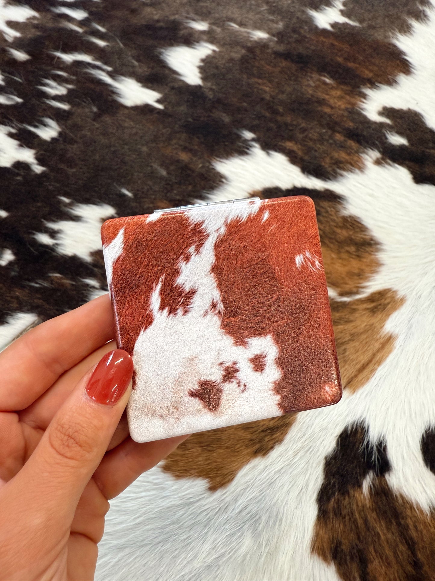 Cow Print Compact Mirror