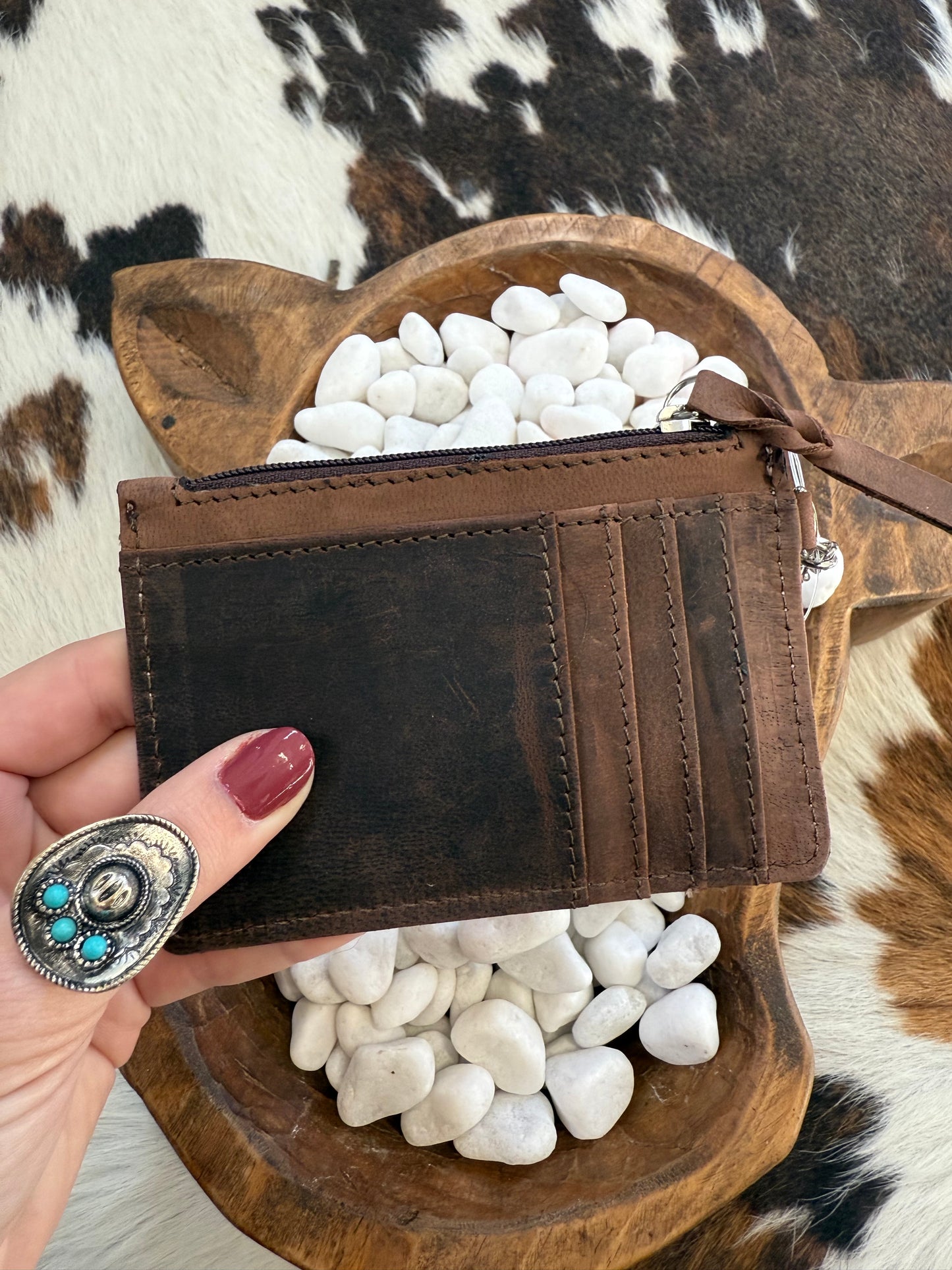 Thunderbird Cowhide Card Holder Wallet