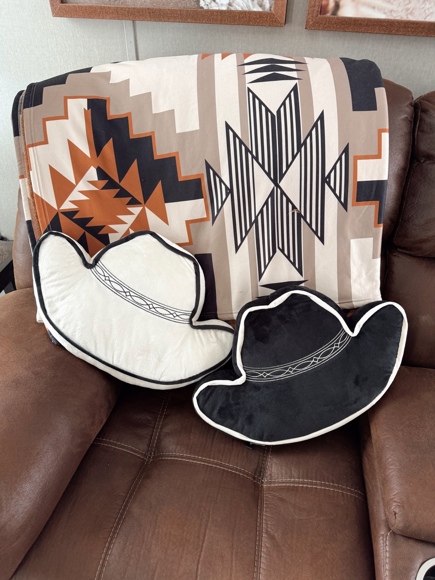 White Cowboy Hat Pillow