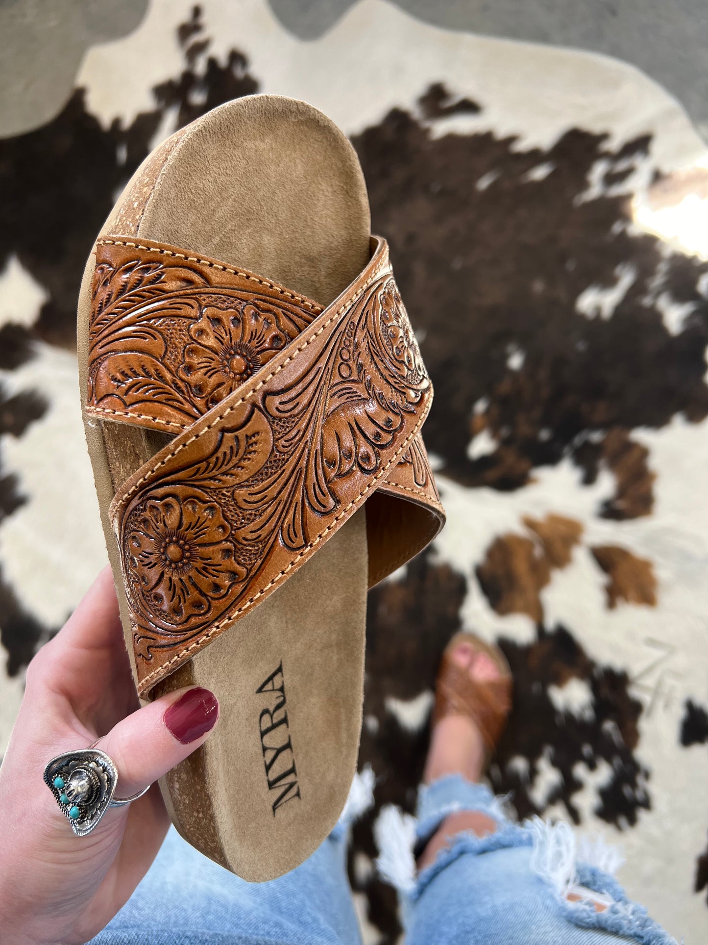 Gracie Tooled Leather Sandals