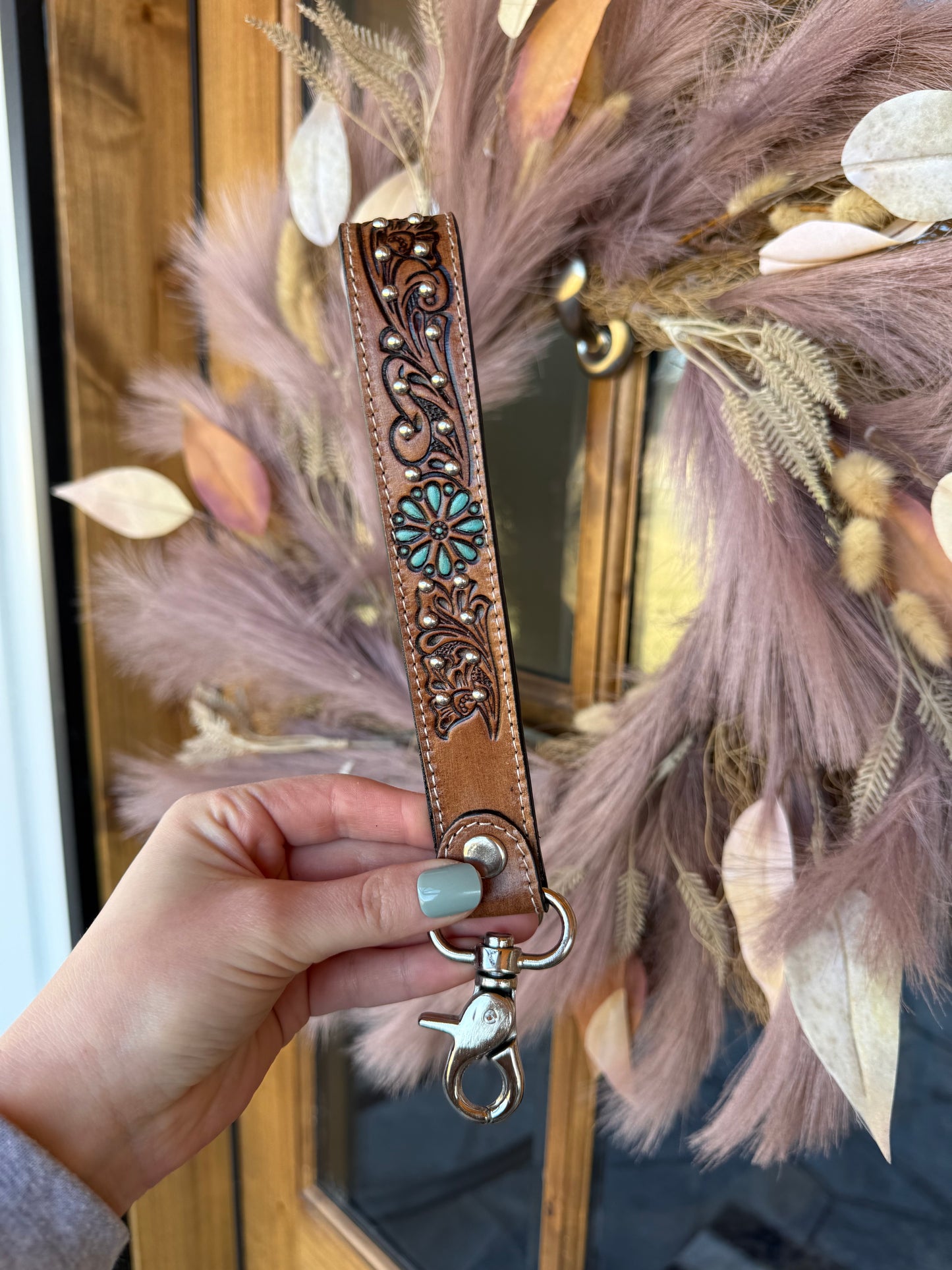 Desert Daisy Leather Keychain