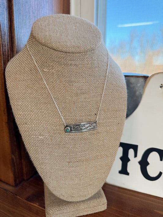 Sterling Silver Stamped Bar Necklace