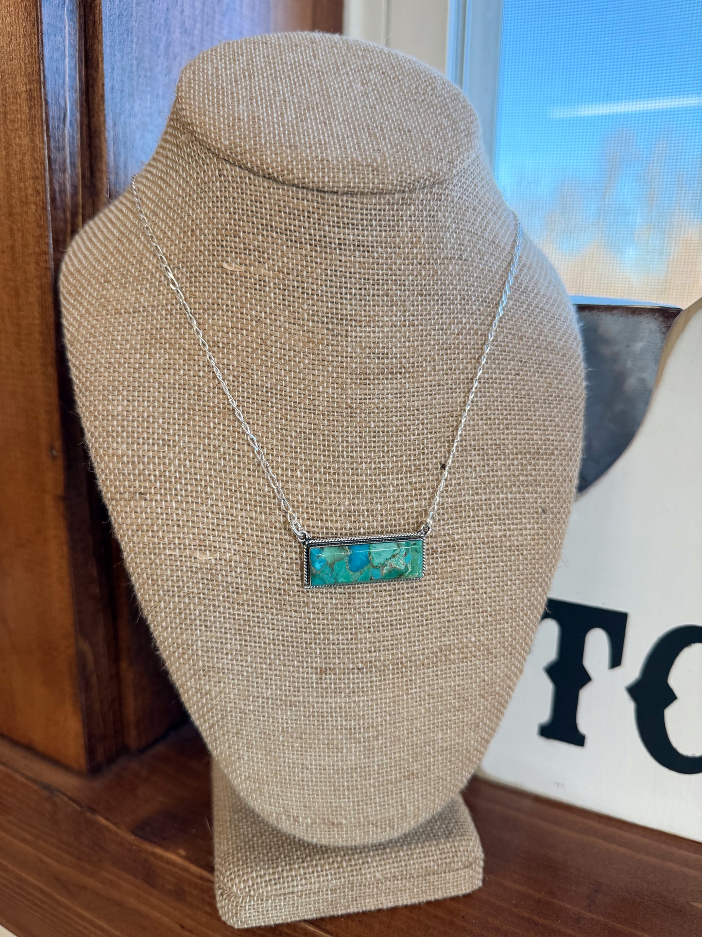 Genuine Turquoise Bar Necklace