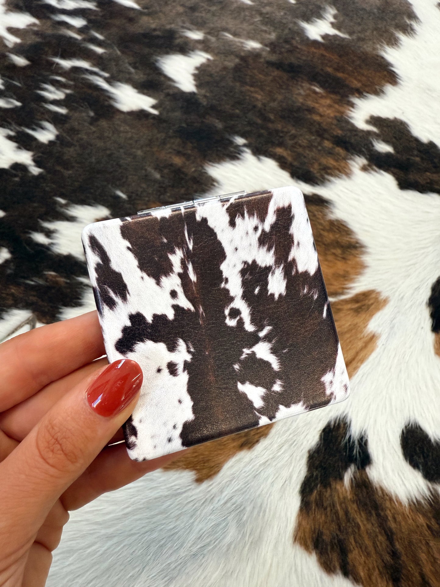 Cowhide Print Compact Mirror