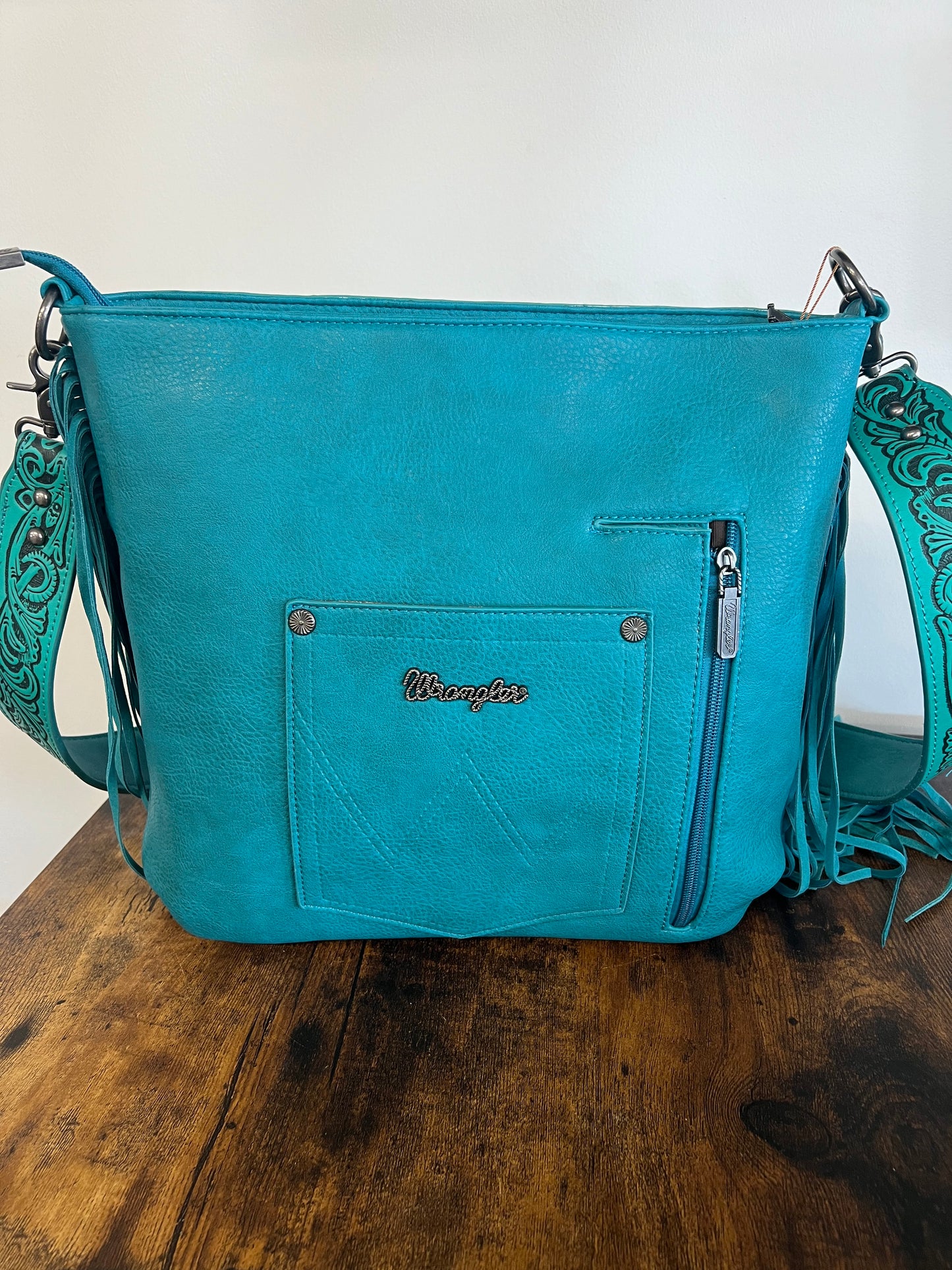 Wrangler Turquoise Fringe Crossbody Purse (Large)