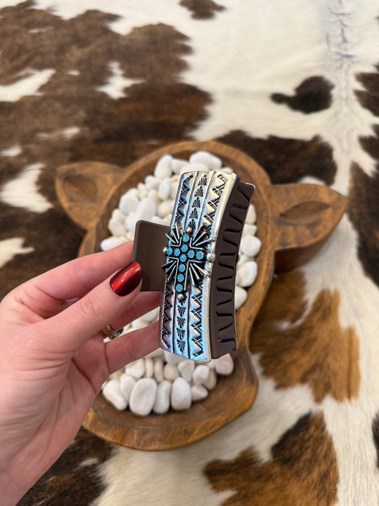 Turquoise Cross Claw Hair Clip