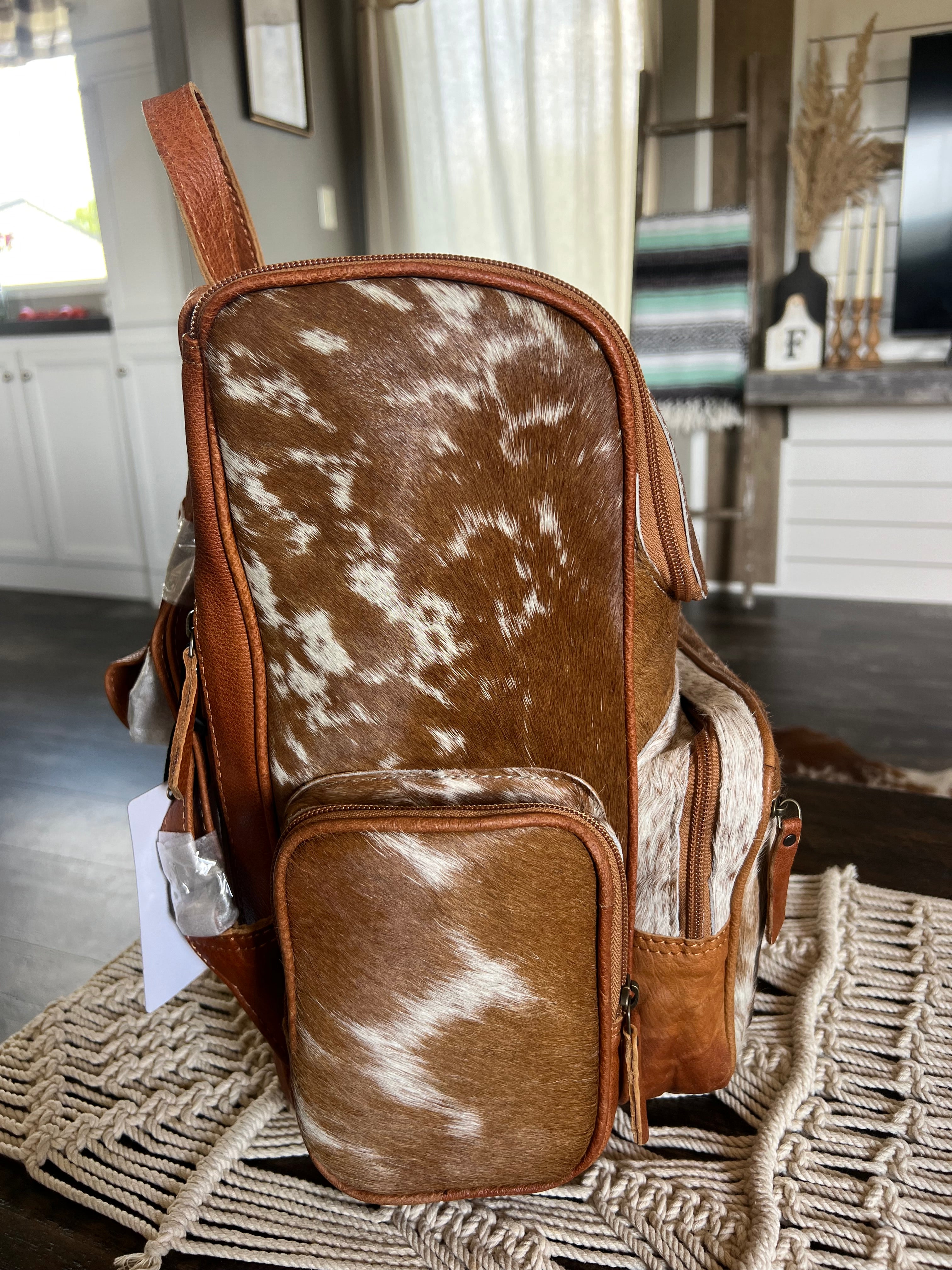 Cowhide diaper bag backpack best sale