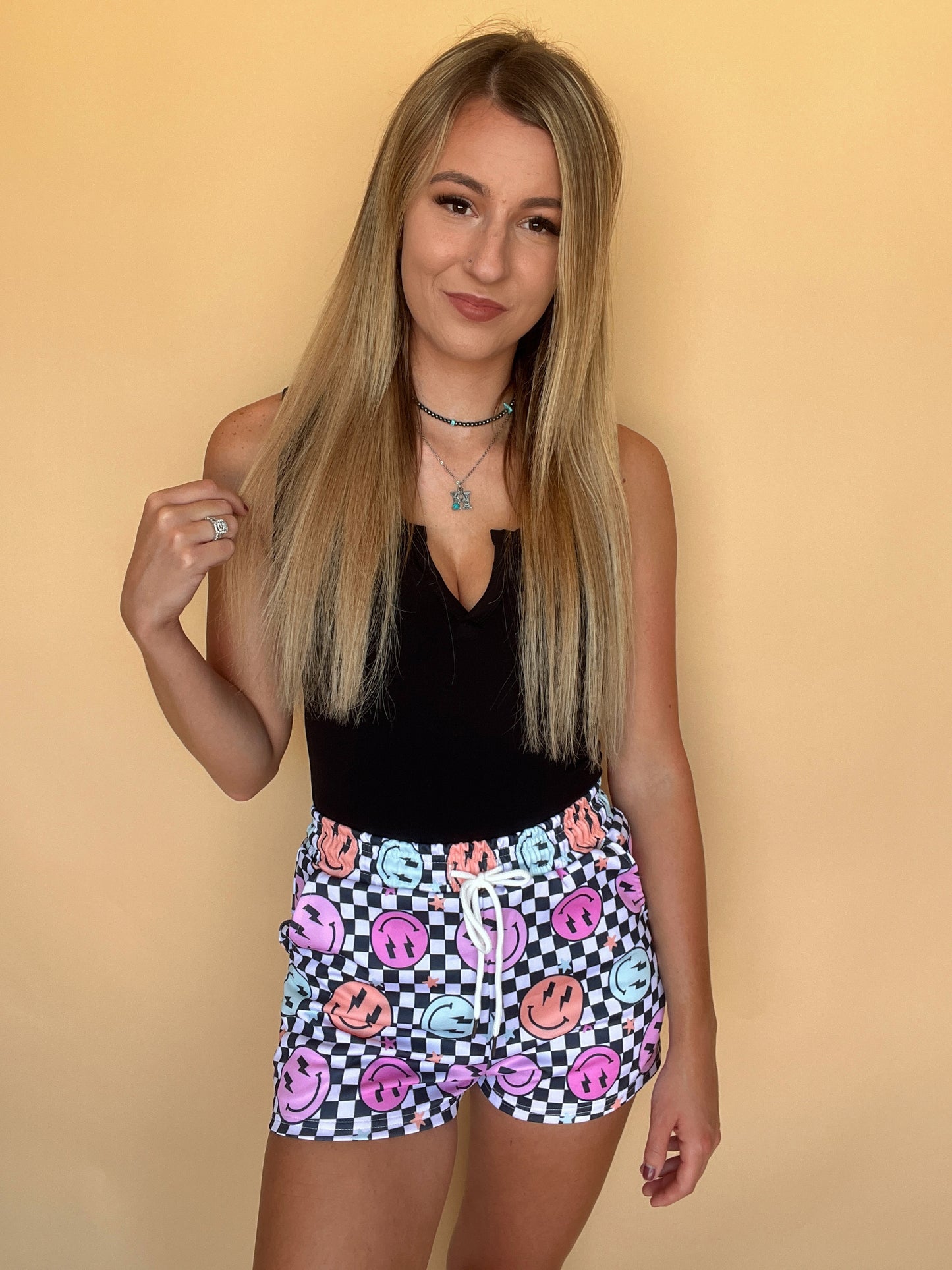 Checkered Smiley Shorts (PREORDER - Ships in 2-3 weeks)