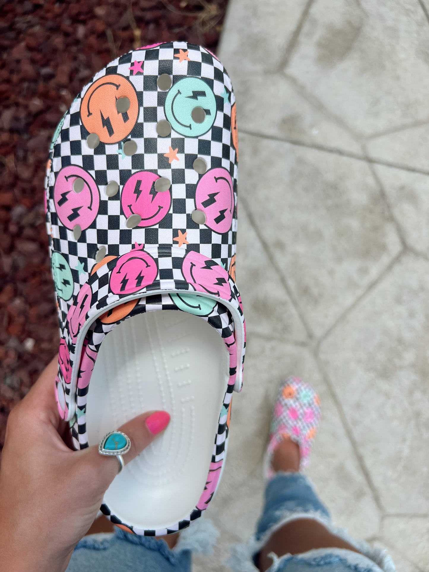 Checkered Smiley Clogs **Read Description for Sizing**