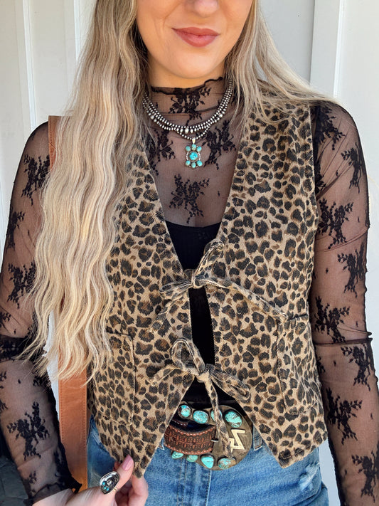 Wild West Leopard Denim Vest