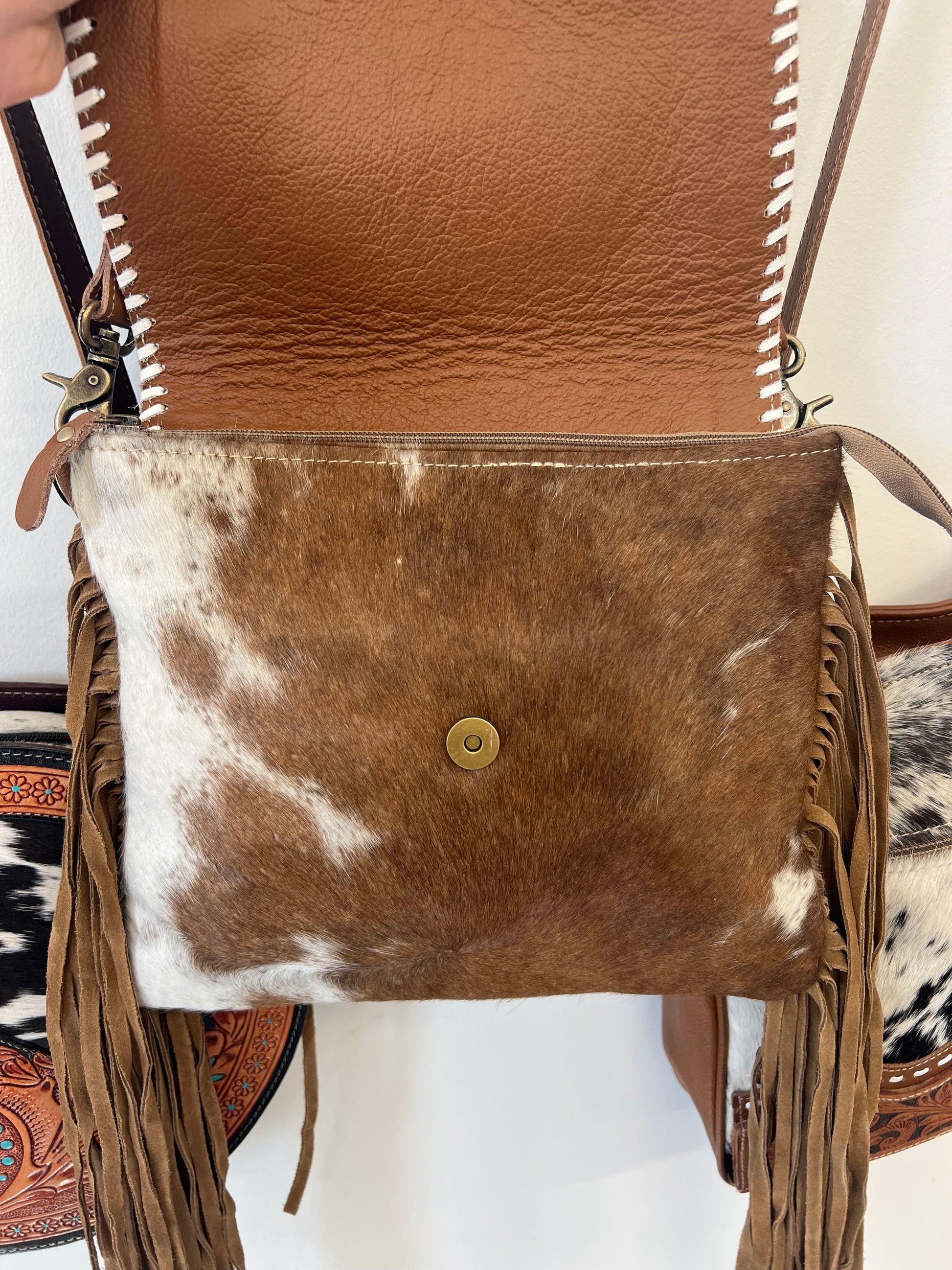 Cowhide Fringe Bag | Punchy Cactus | Western Boutique