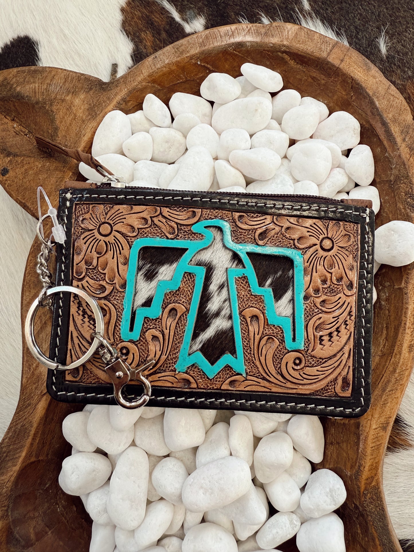 Thunderbird Cowhide Card Holder Wallet