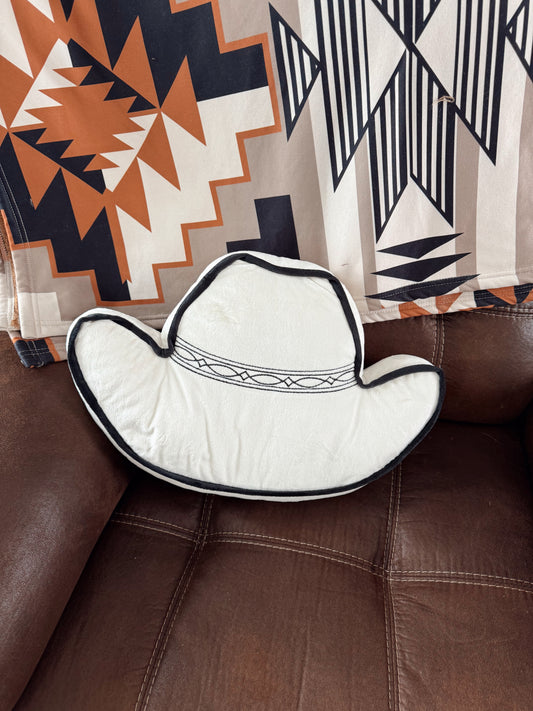 White Cowboy Hat Pillow