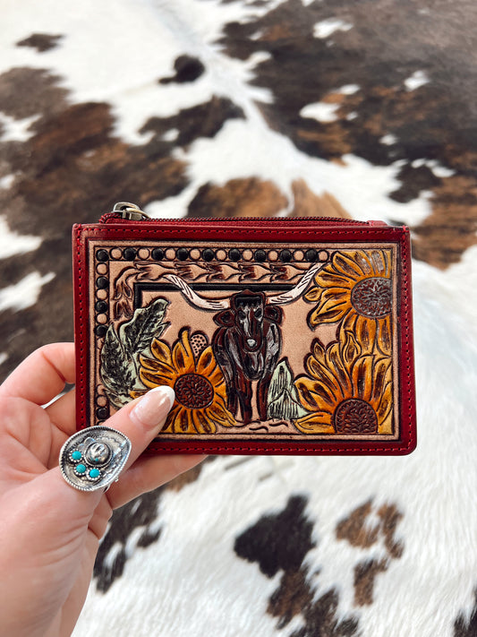 Where Longhorns Graze Tooled Card Holder