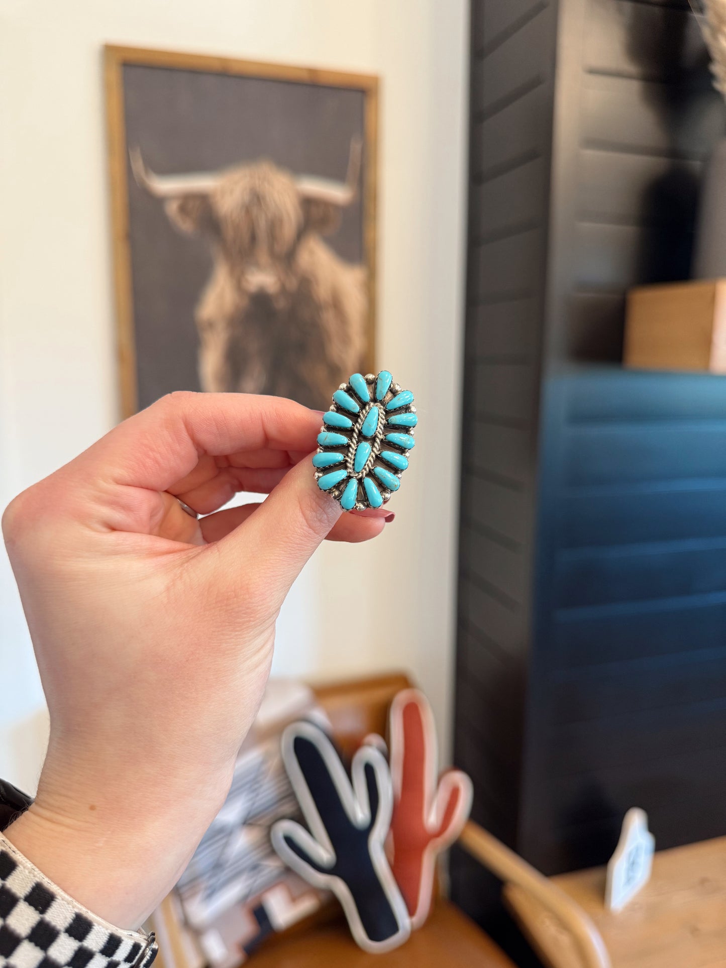 Najavo Kingman Turquoise Ring - Size 7