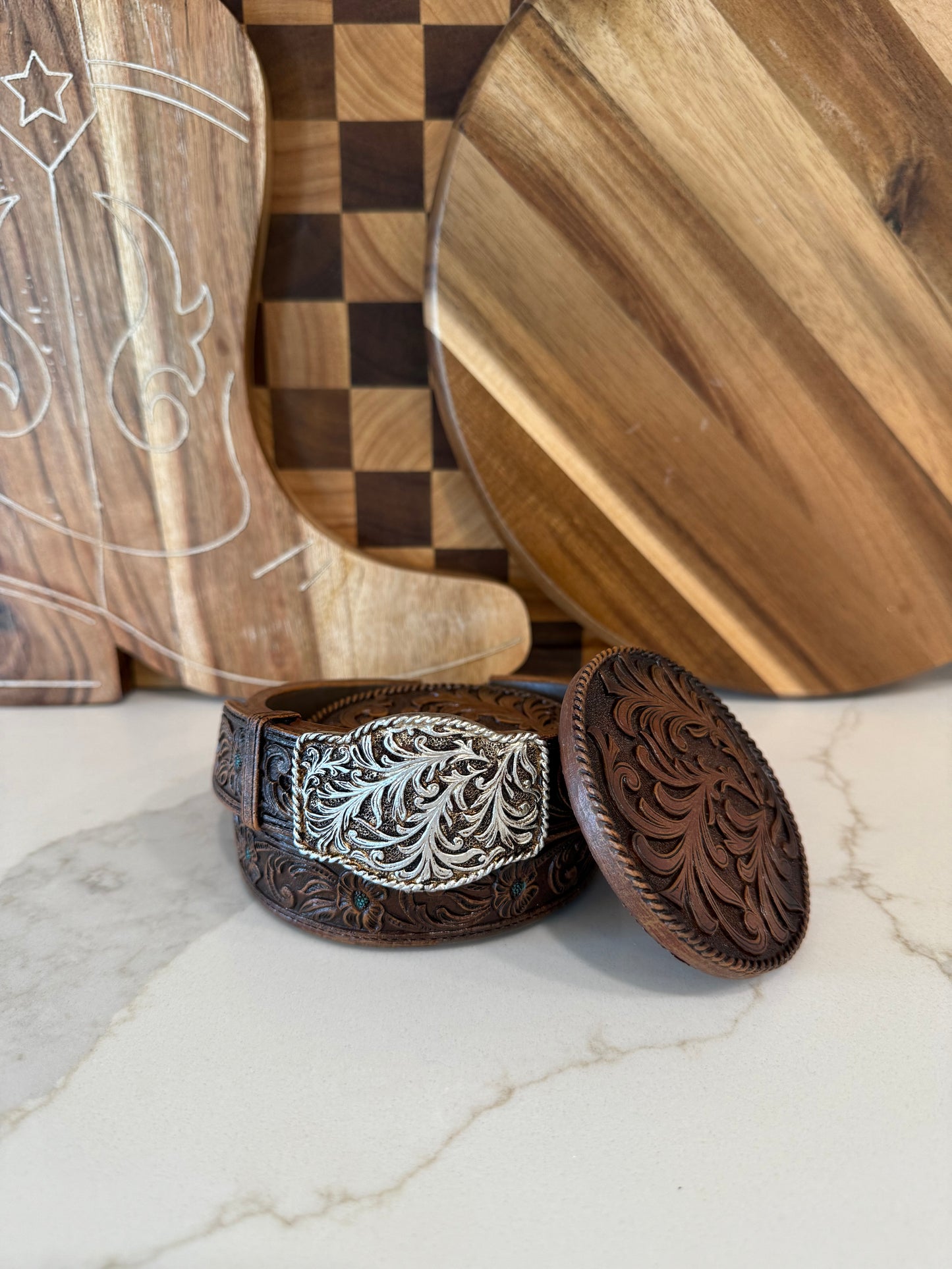 Belt Buckle Coaster Set