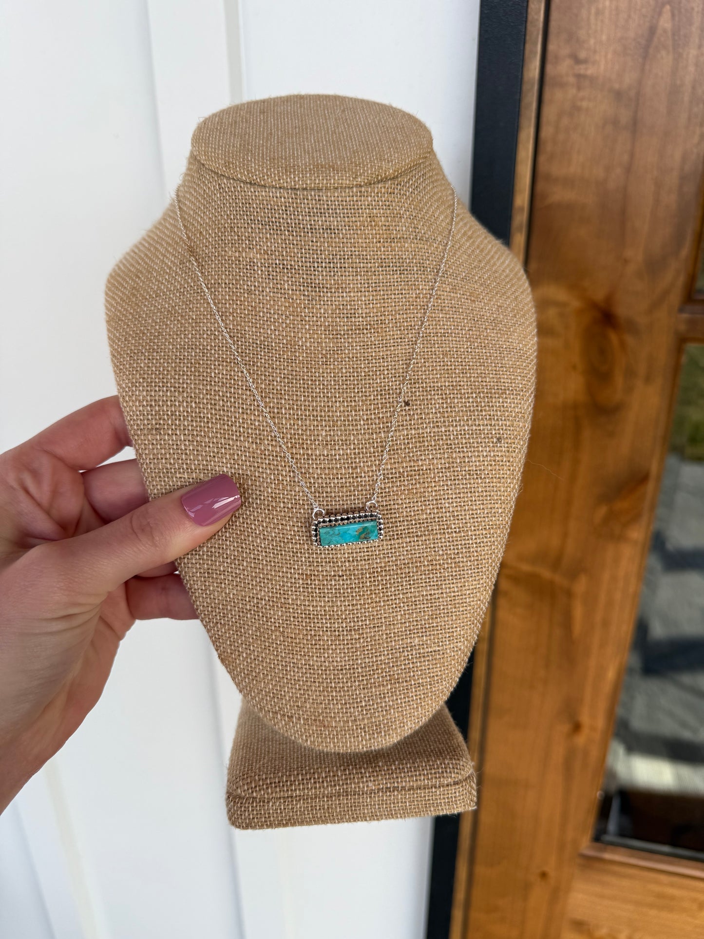 Kingman Turquoise Bar Necklace