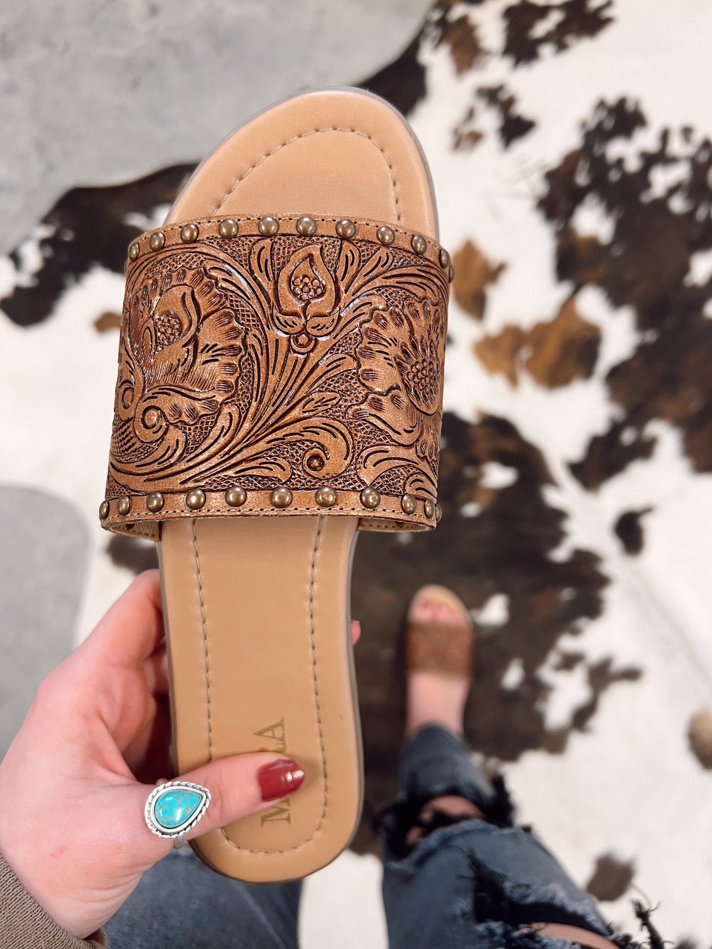 Kassandra Tooled Leather Sandals