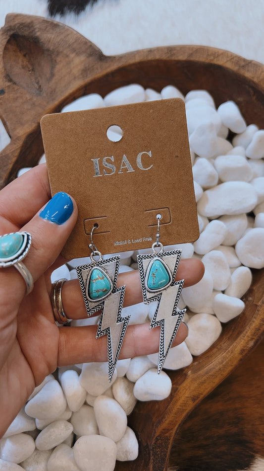 Lightning Bolt Turquoise Earrings