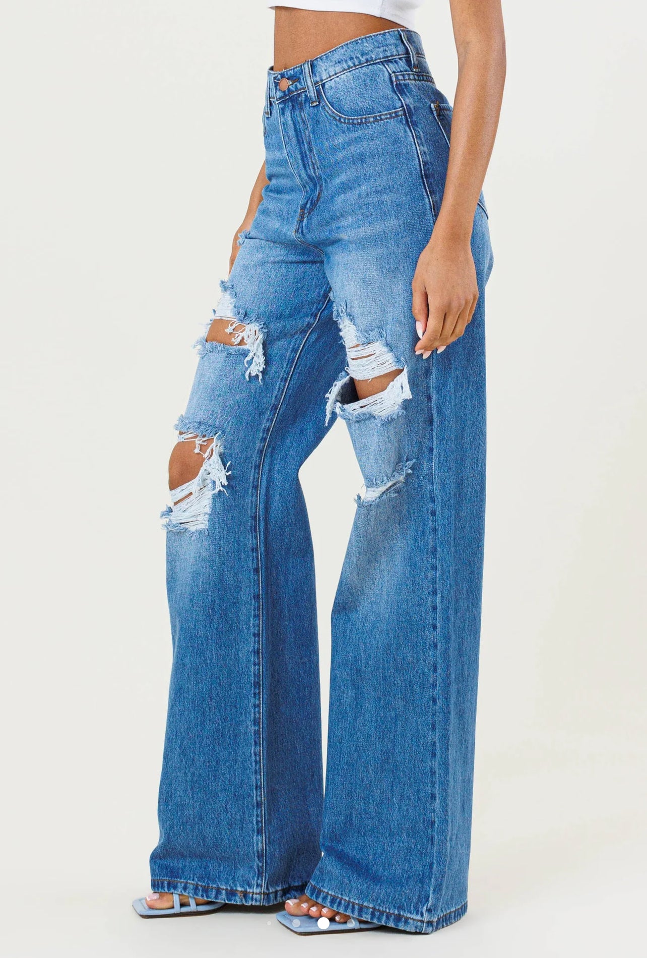 Allie Wide Leg Distressed Jeans