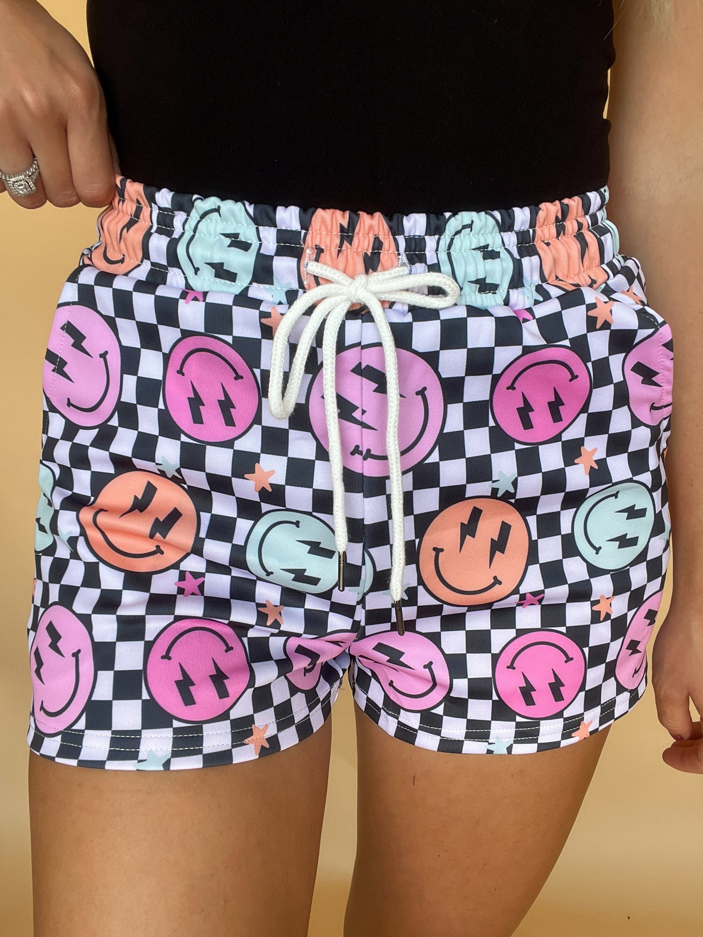 Checkered Smiley Shorts (PREORDER - Ships in 2-3 weeks)