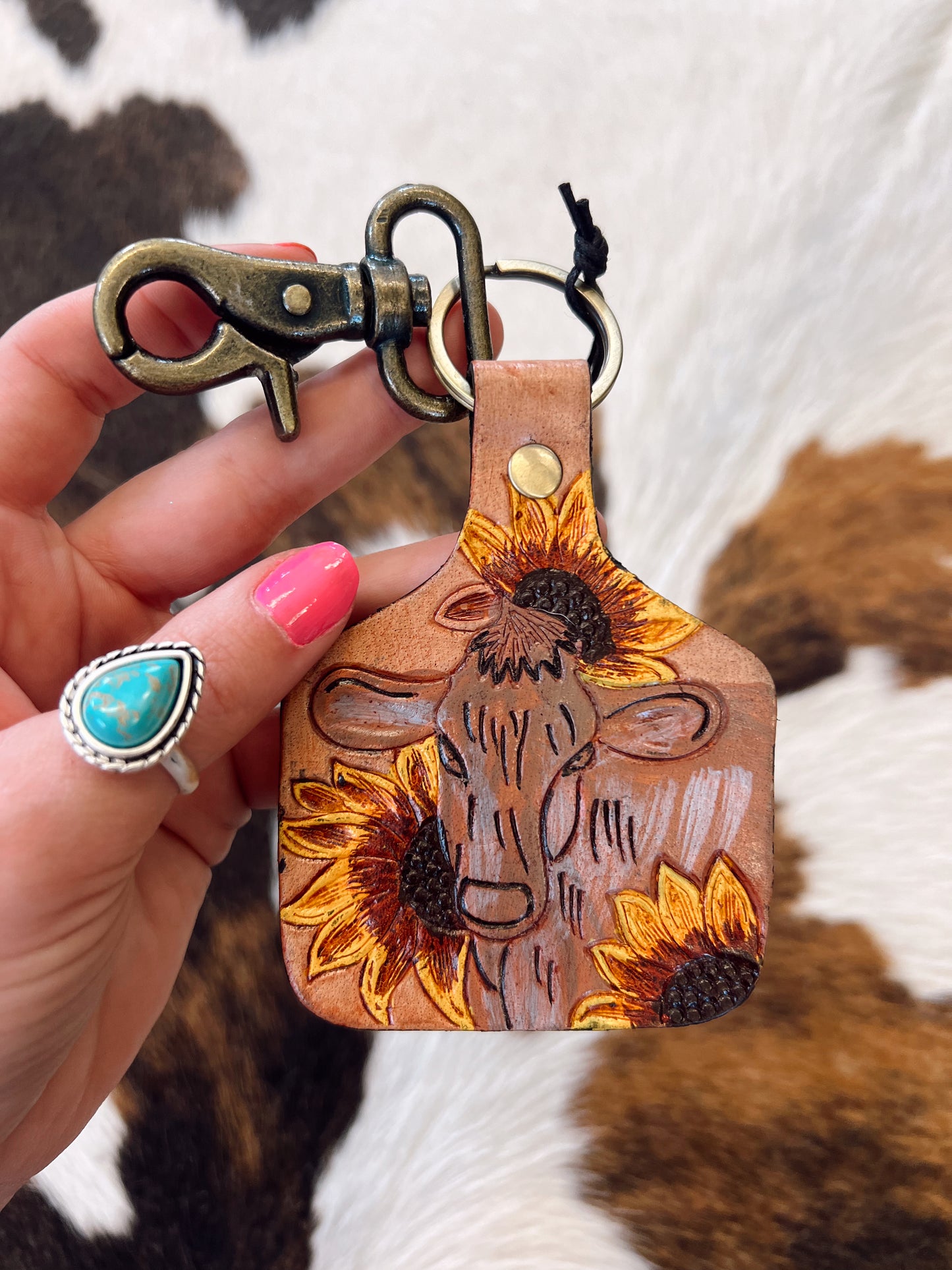 Bovine Bliss Hand Tooled Keychain