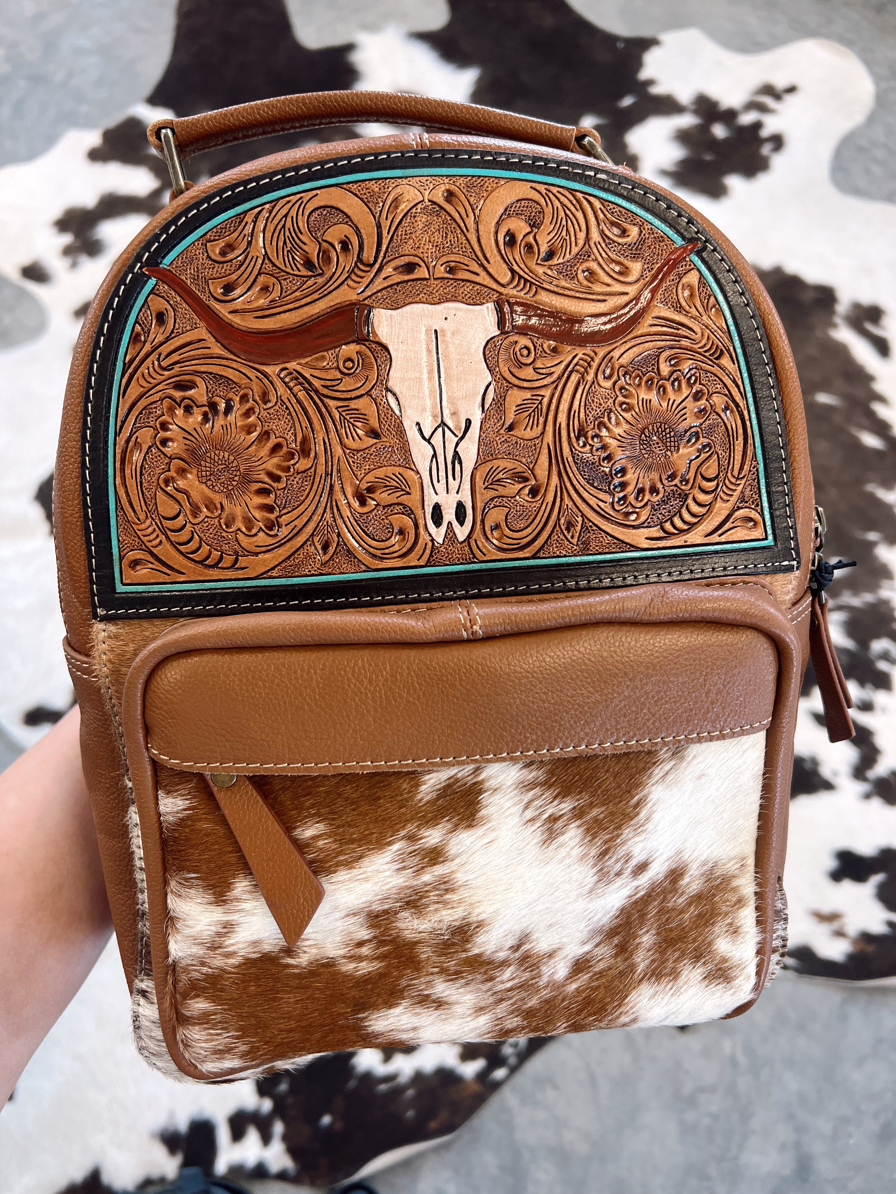 Steer Creek Tooled Leather Backpack