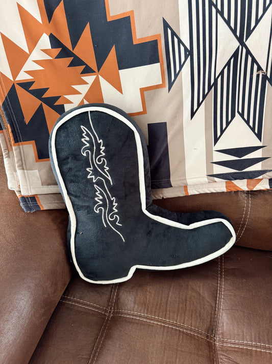 Black Cowboy Boot Pillow