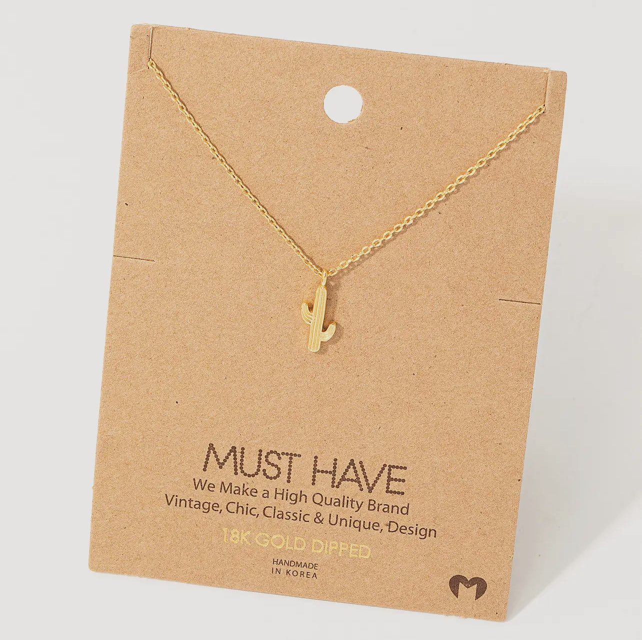 Gold Saguaro Cactus Necklace