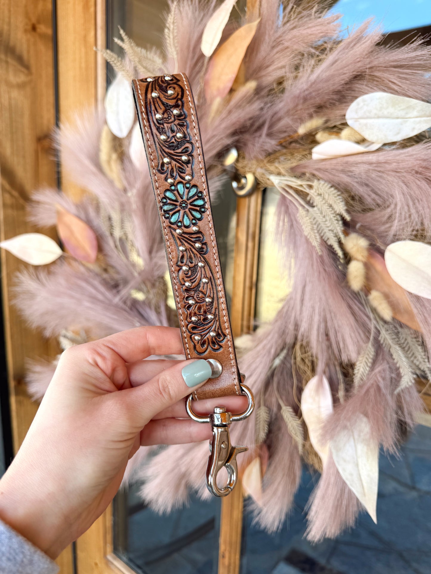 Desert Daisy Leather Keychain