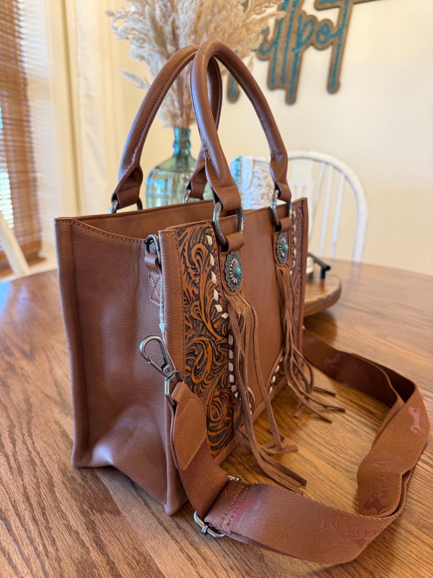 Paige Tooled Concho Crossbody Tote