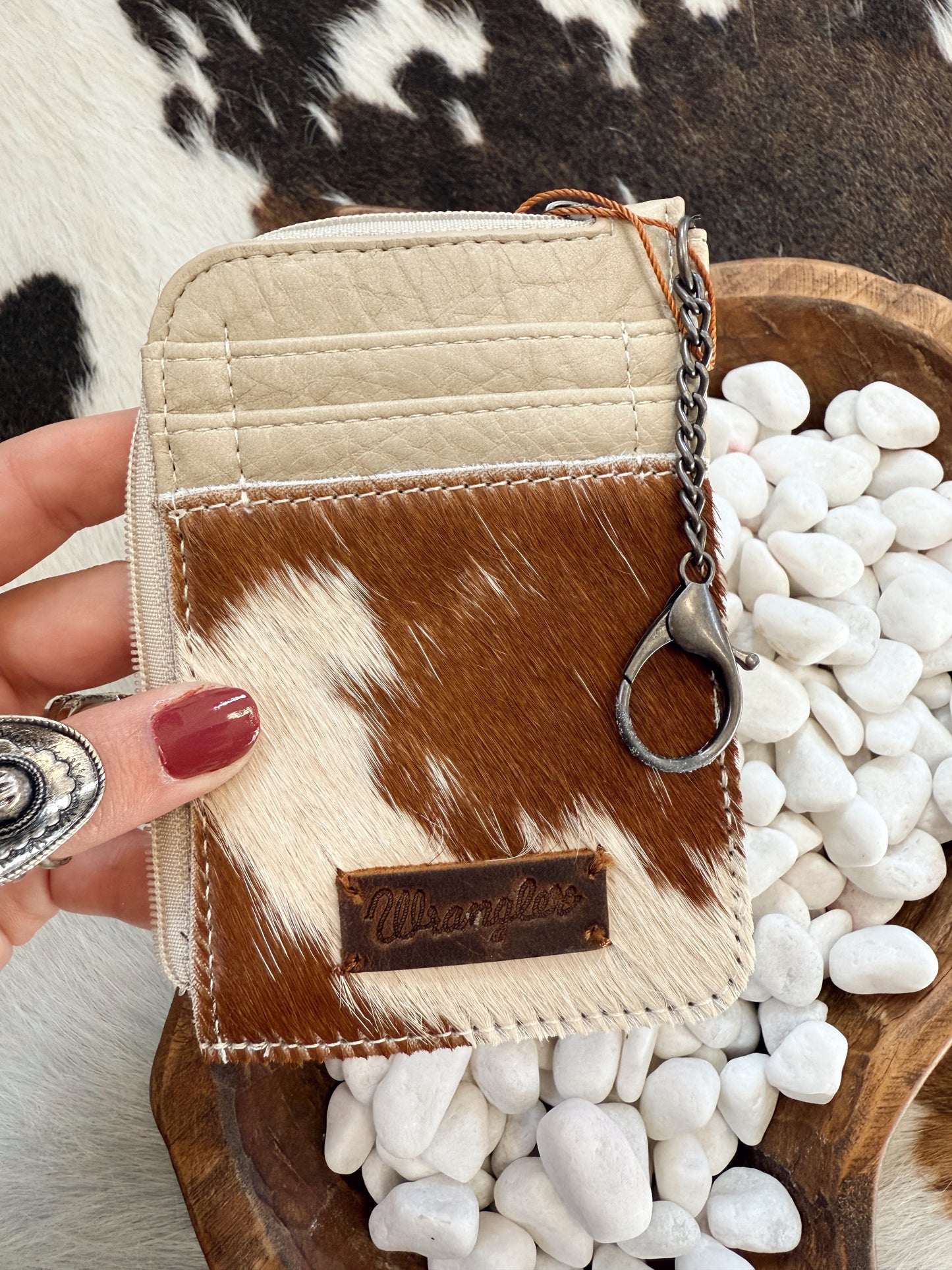 Wrangler Cowhide Zip Card Wallet