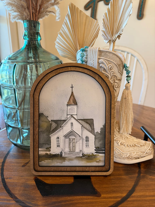 Arch Watercolor Church Framed Art