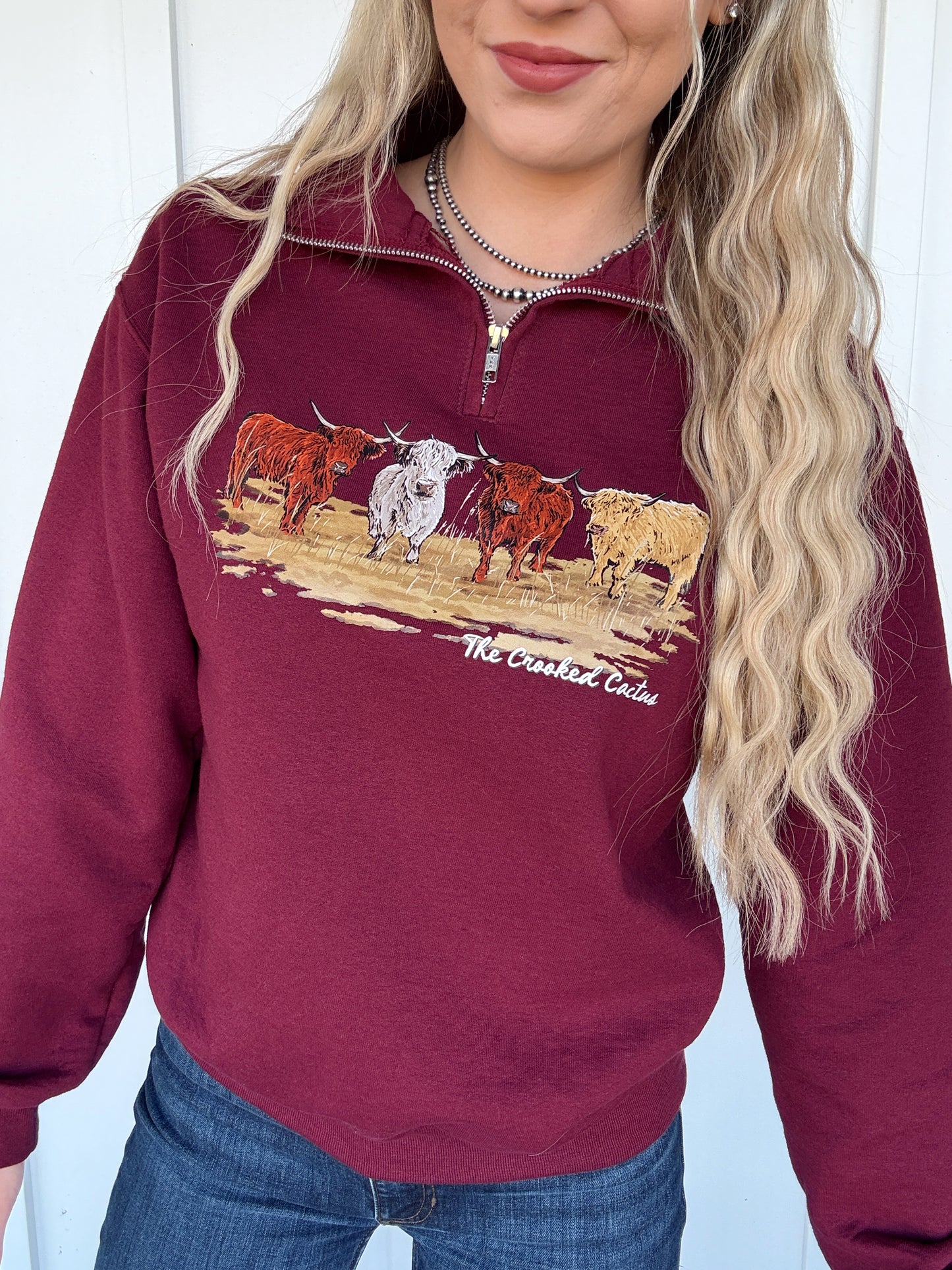 Fall Highland Herd Quarter Zip (Maroon)