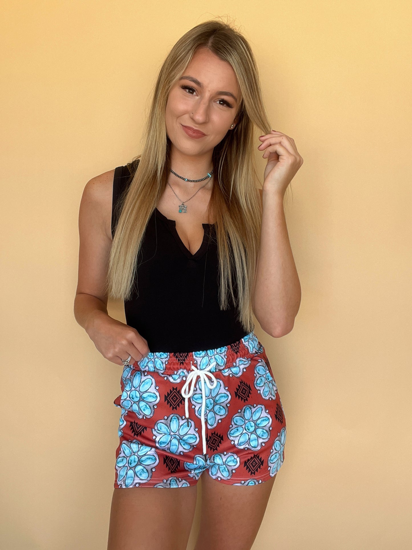 Turquoise Cluster Western Shorts (PREORDER - Ships in 2-3 weeks)