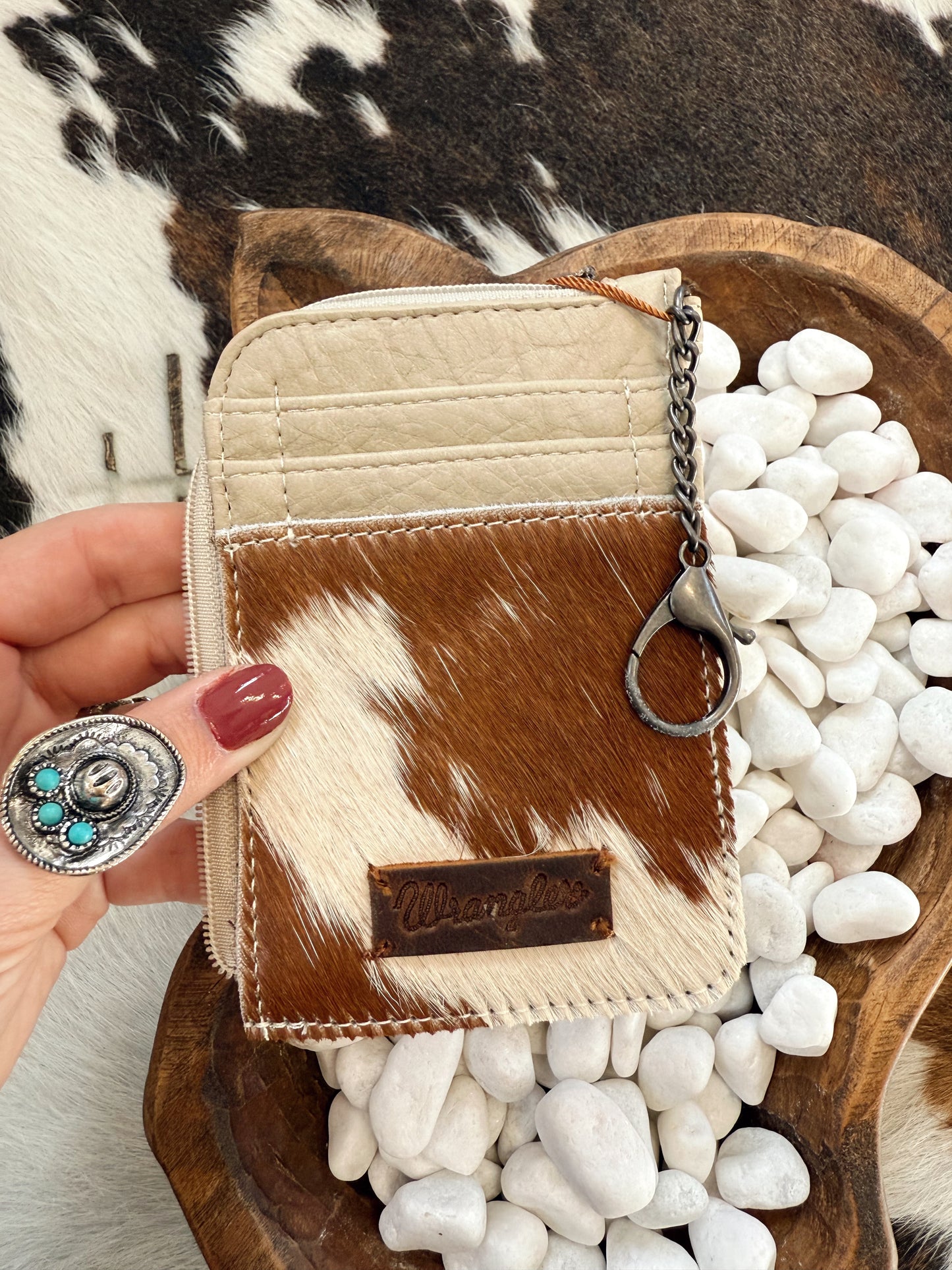 Wrangler Cowhide Zip Card Wallet