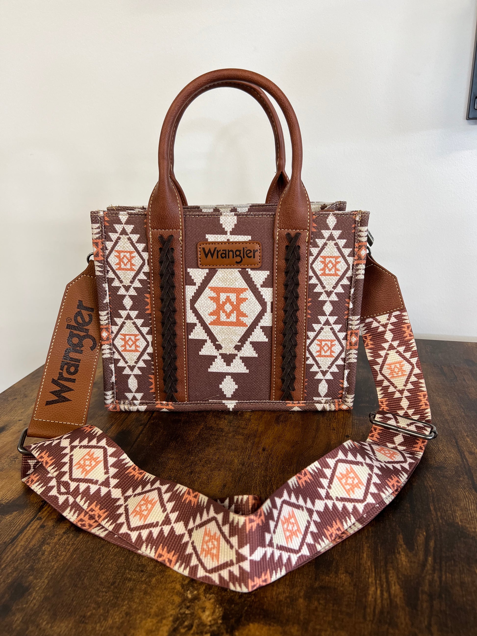 Mini Geometric Pattern Bucket Bag Fashion Brown