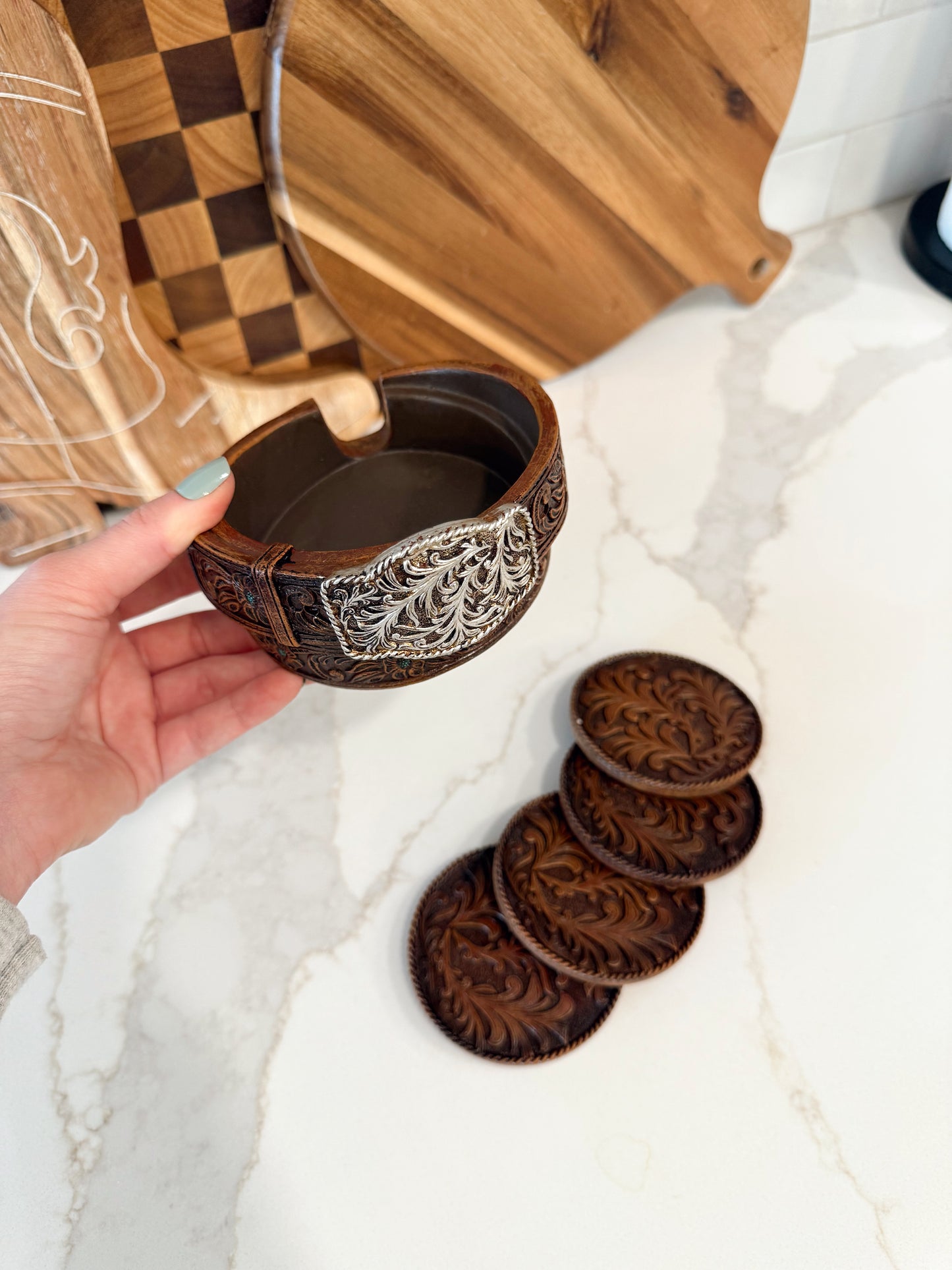 Belt Buckle Coaster Set