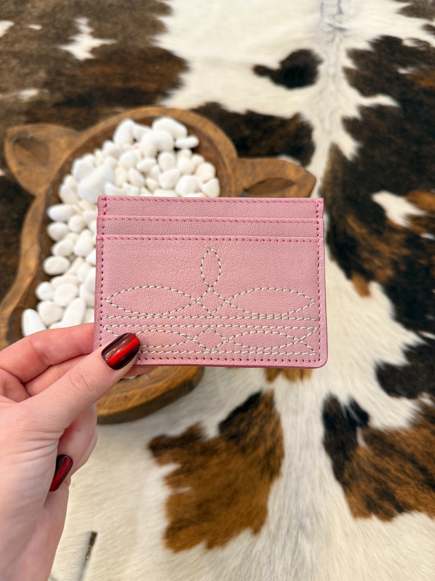 Pink Boot Stitch Card Holder