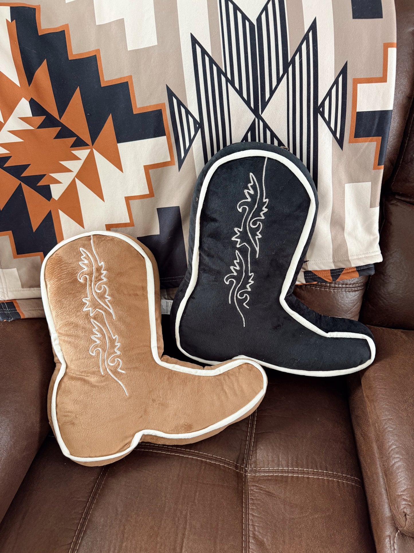 Black Cowboy Boot Pillow