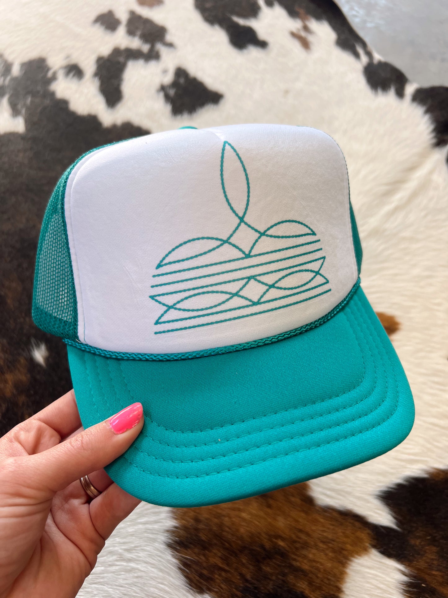 Boot Stitch Trucker Hat (Turquoise)