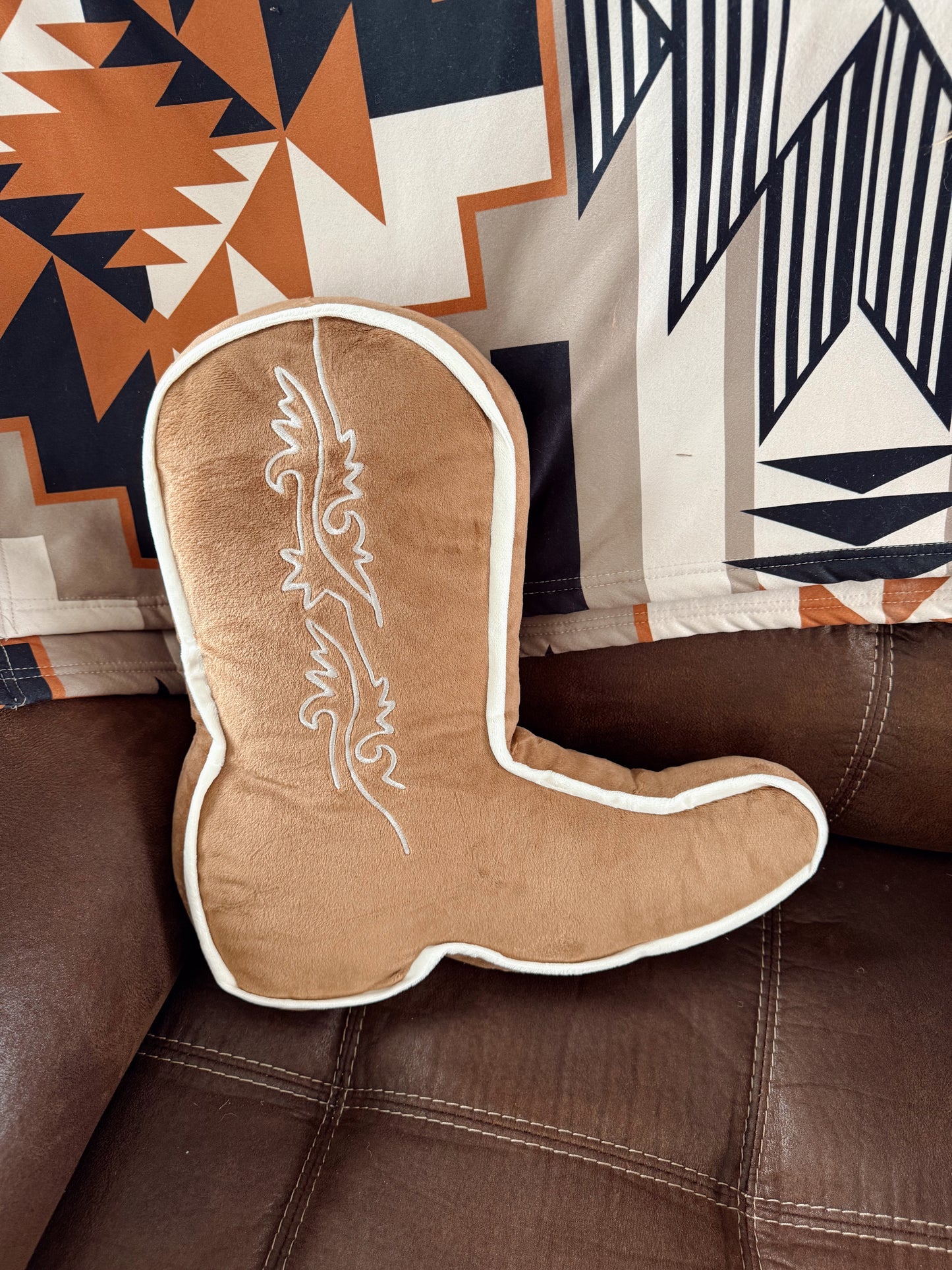 Brown Cowboy Boot Pillow