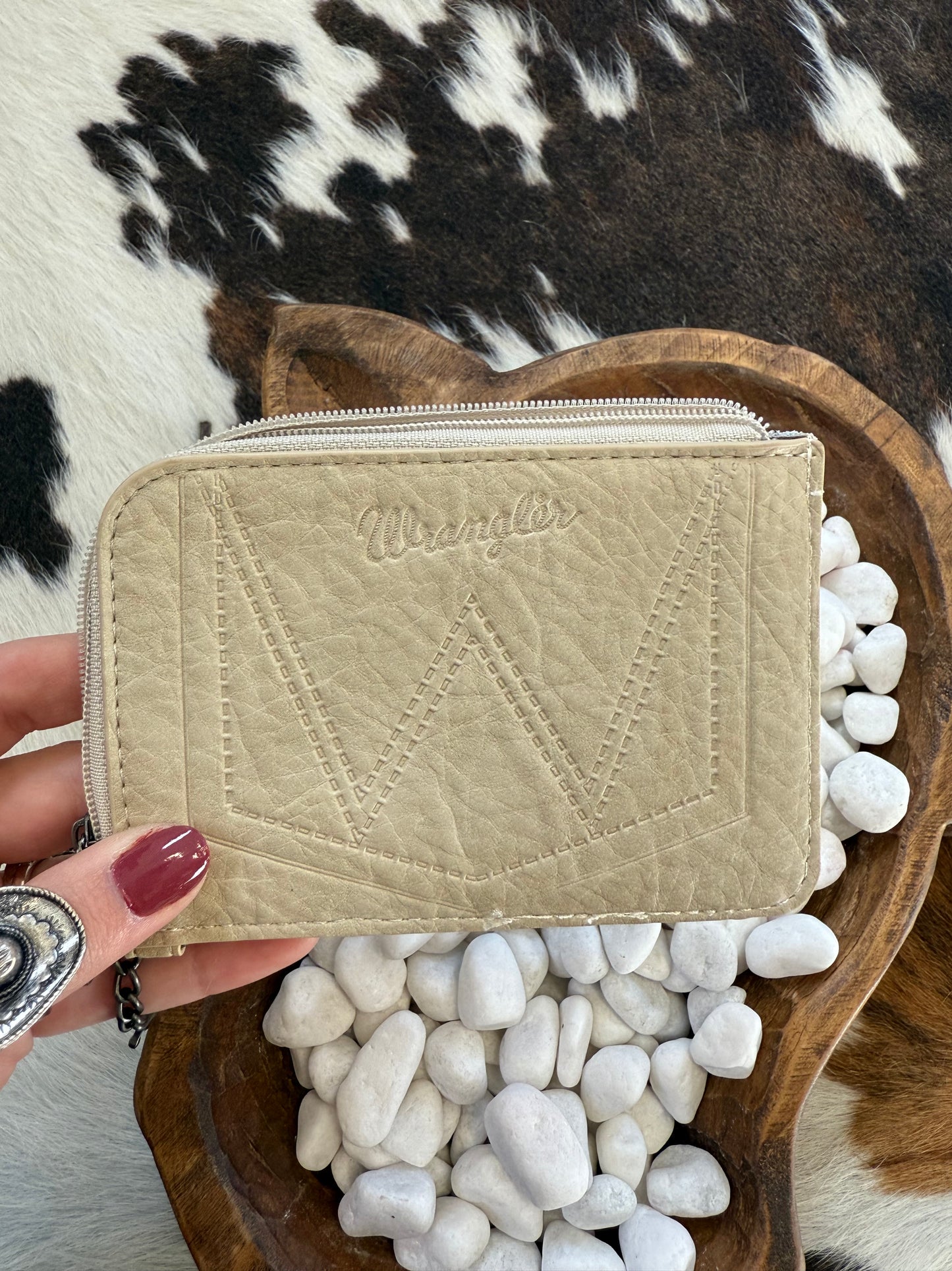 Wrangler Cowhide Zip Card Wallet