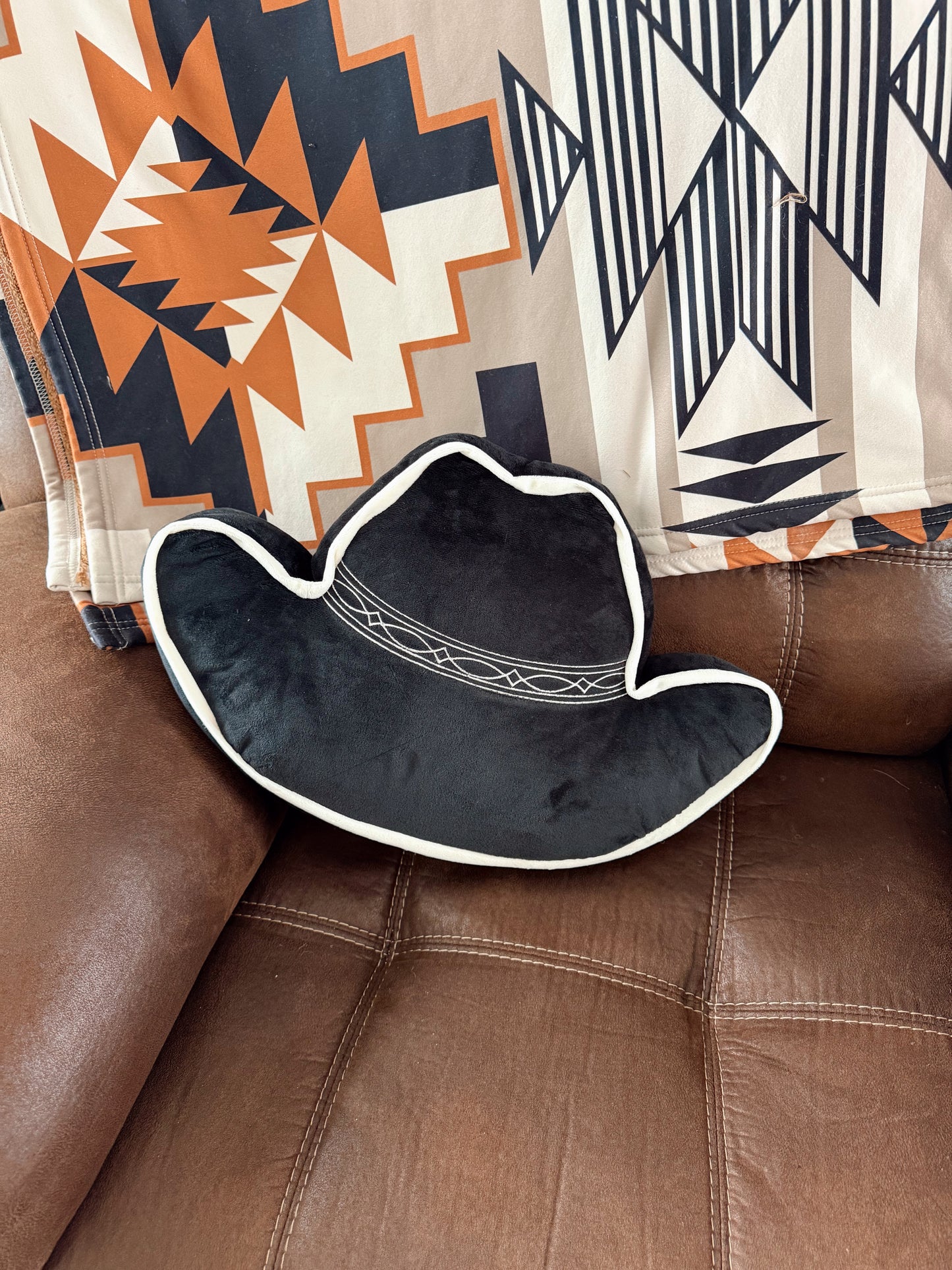 Black Cowboy Hat Pillow