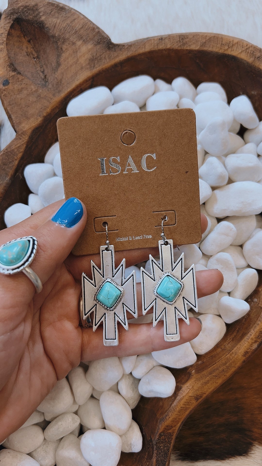 Aztec Turquoise Stone Earrings