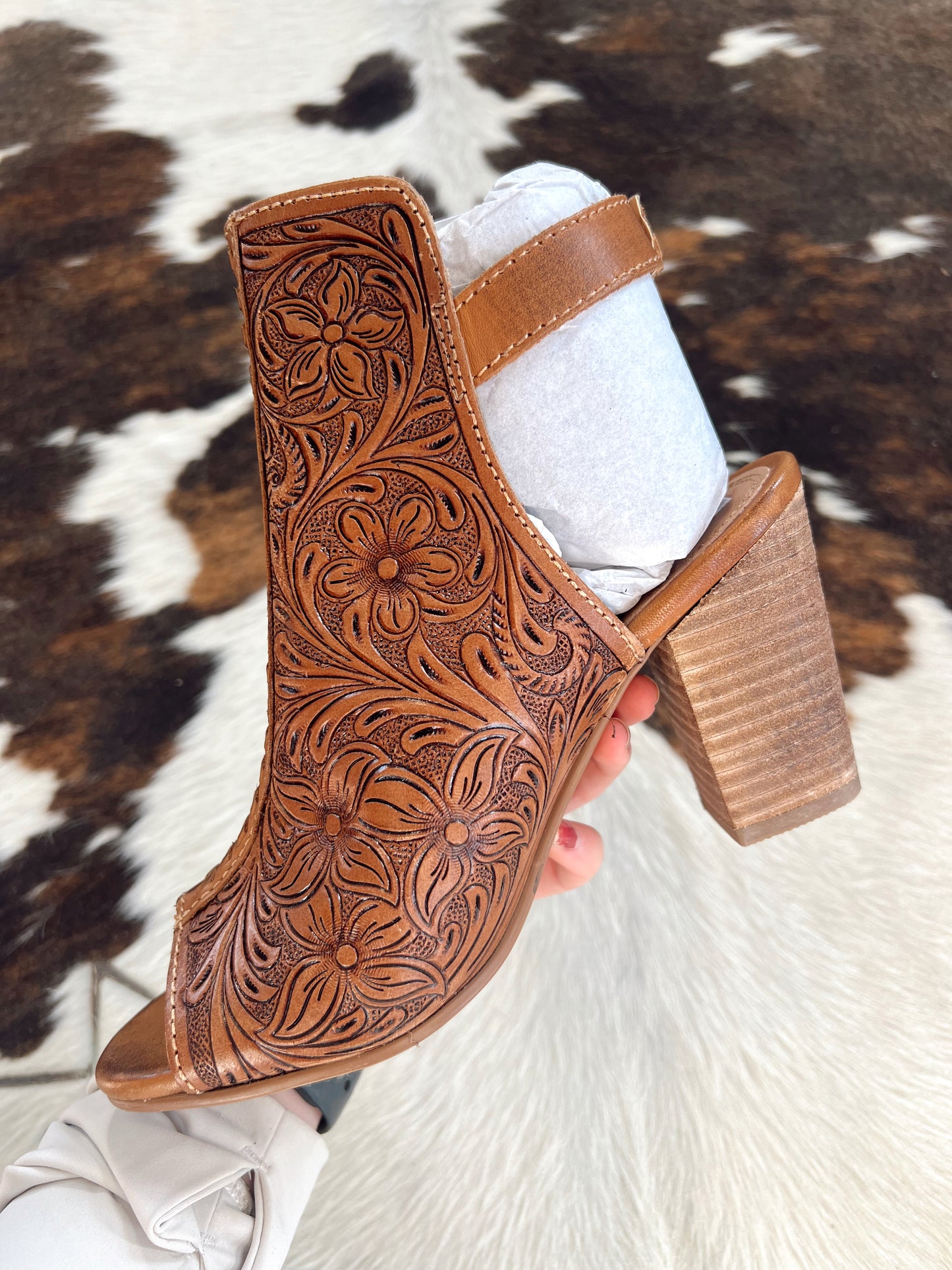 Monika Tooled Leather Heels