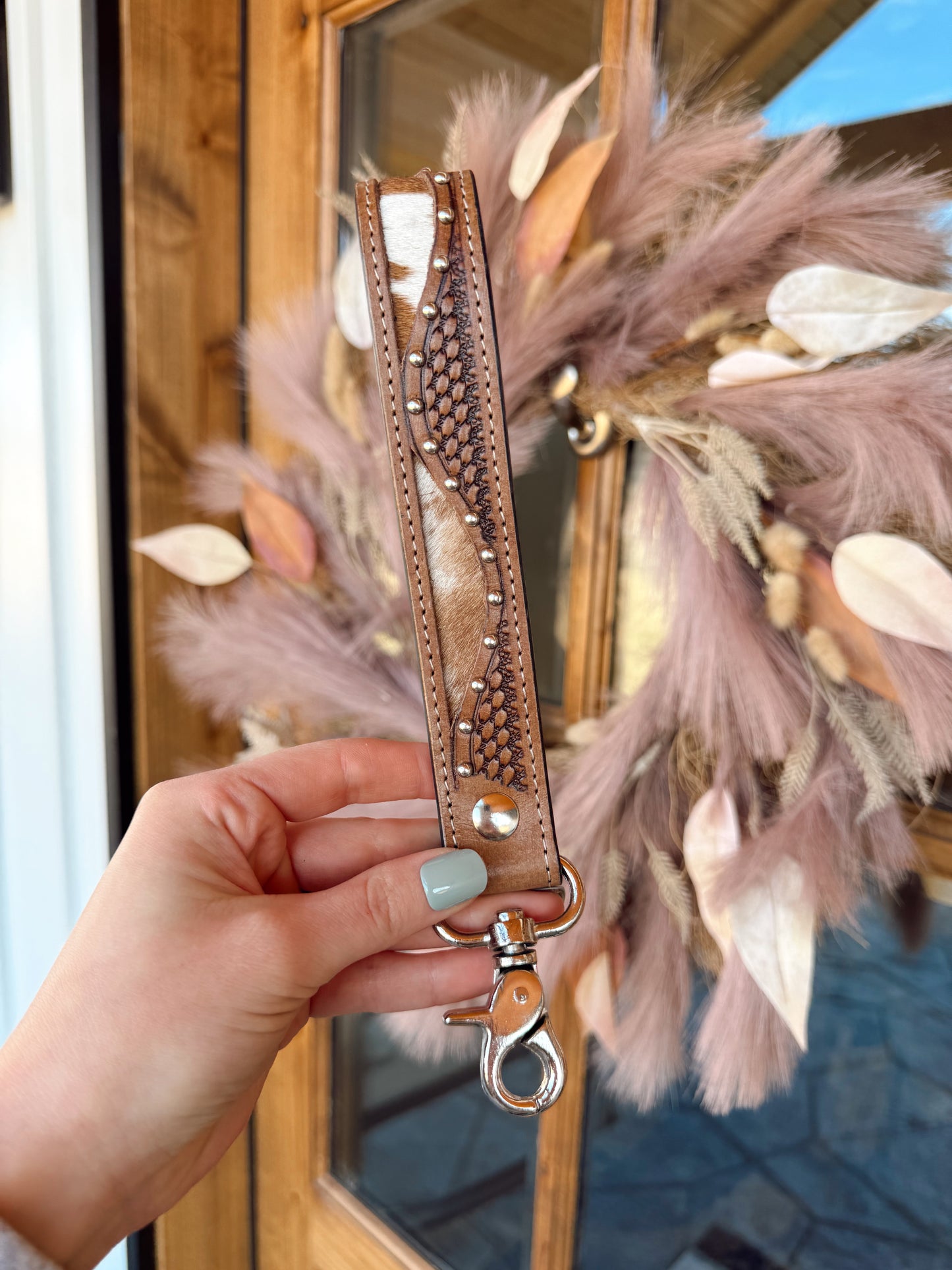 Bronco Wave Leather Keychain