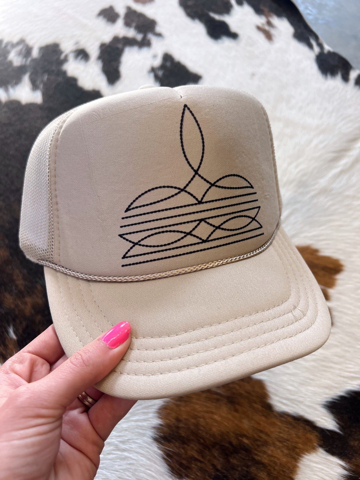 Boot Stitch Trucker Hat (Sand)