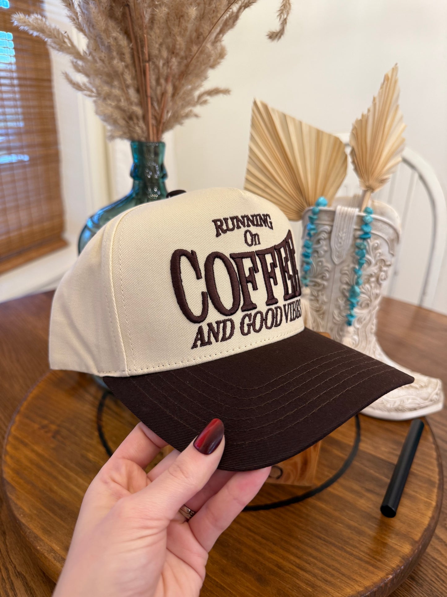 Coffee + Good Vibes Hat - Brown
